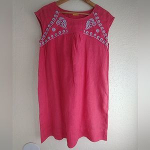 Roller Rabbit linen pink embroidered dress